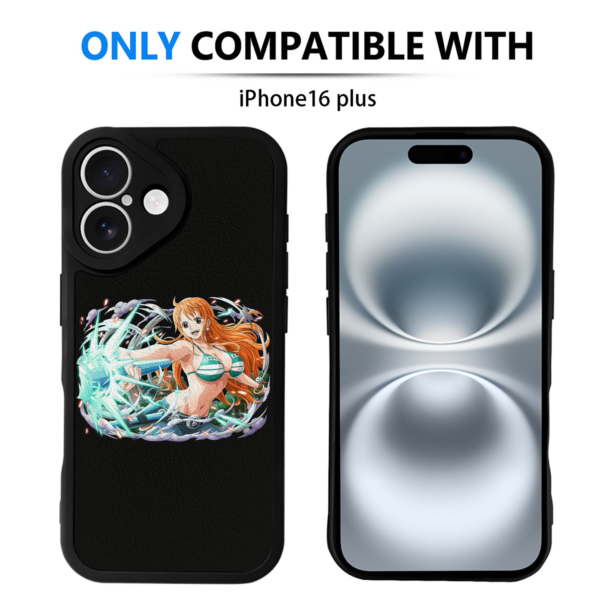 （画像用） ワンピース ナミ ONE PIECE Nami 【iPhone 16シリーズ対応】シリコンスマホケース（レザー調） 材質：シリコン